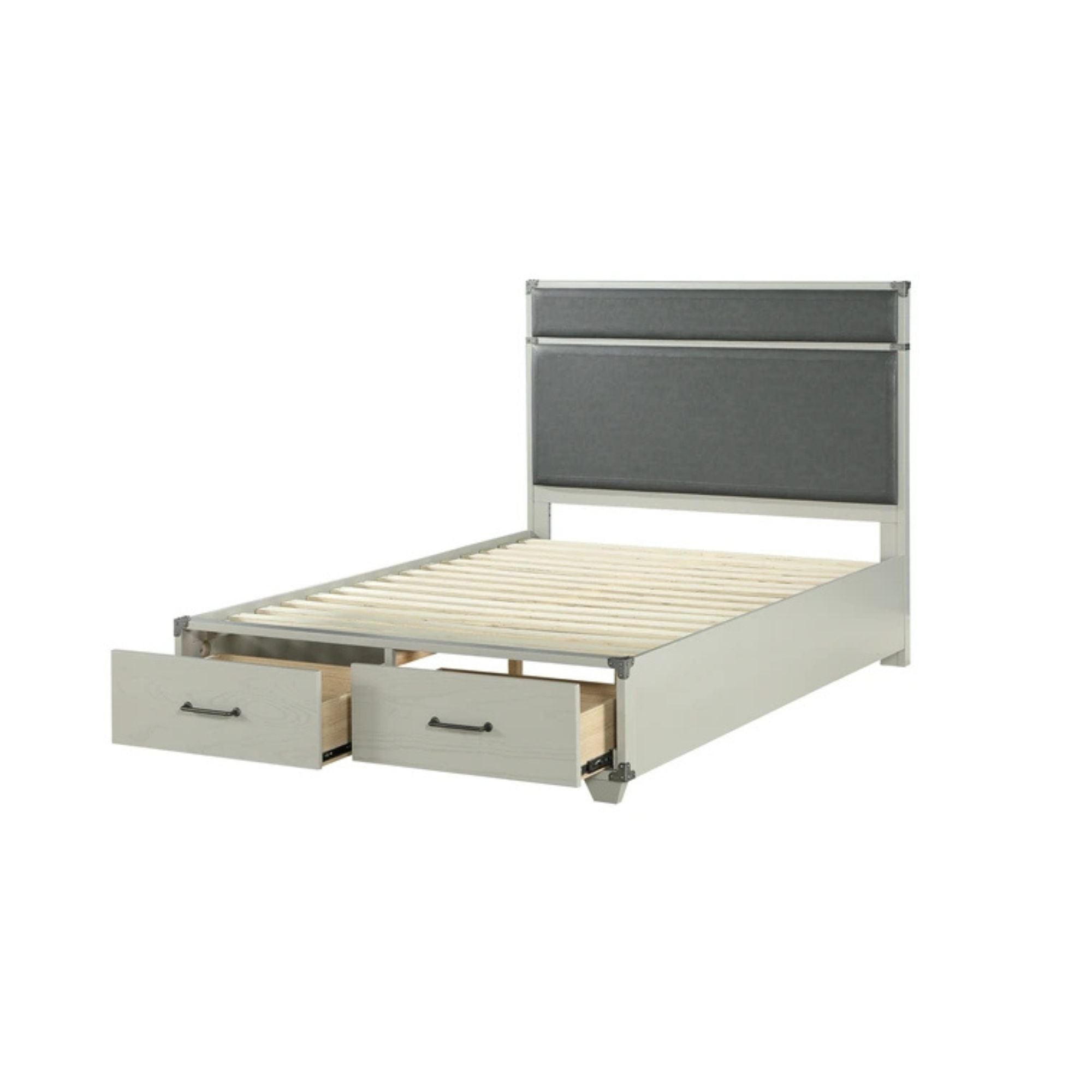 Nora Orchest Full Bed Gray Faux Leather – Contemporary Platform Style