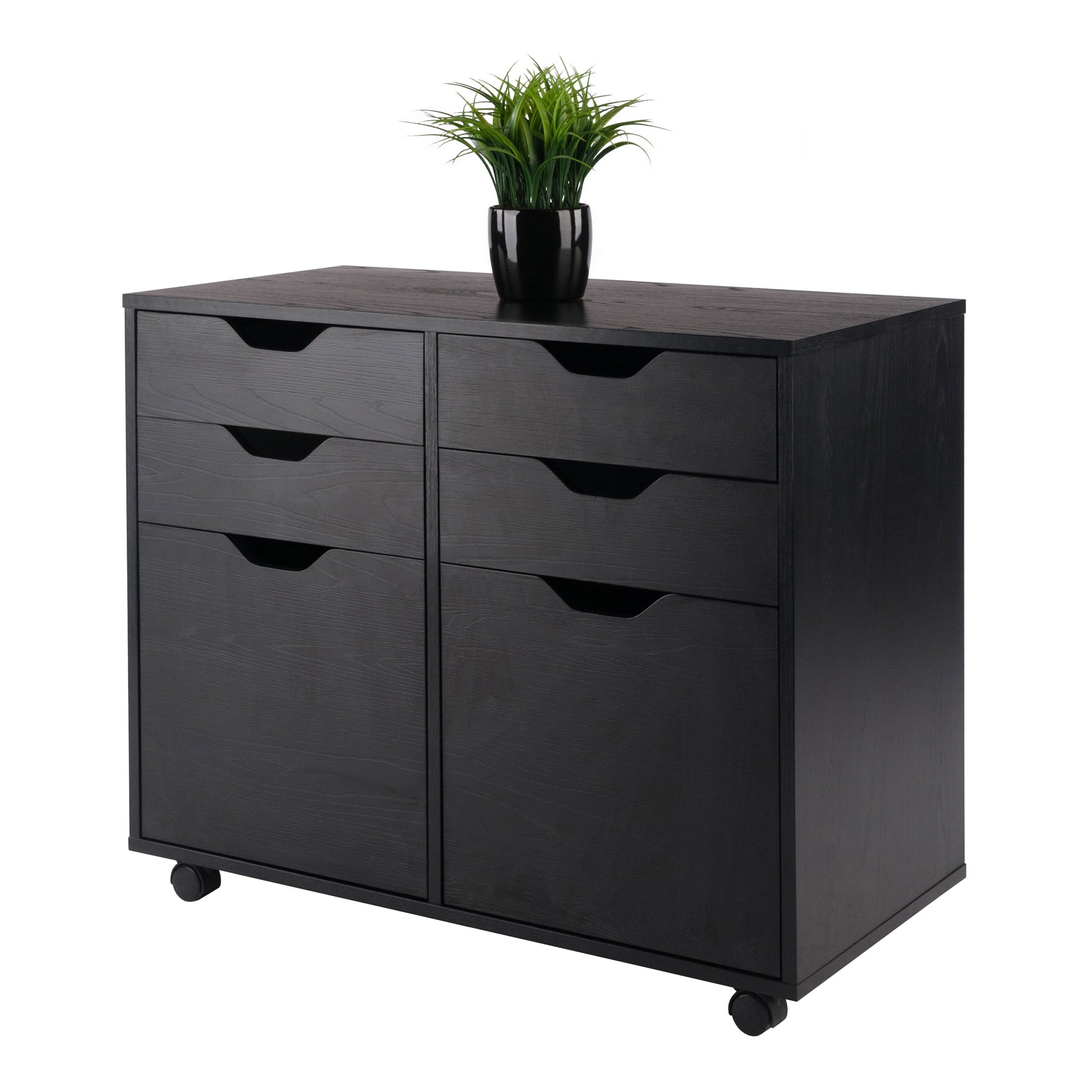 Halifax 2-Door, 4-Drawer Mobile Cabinet, Black