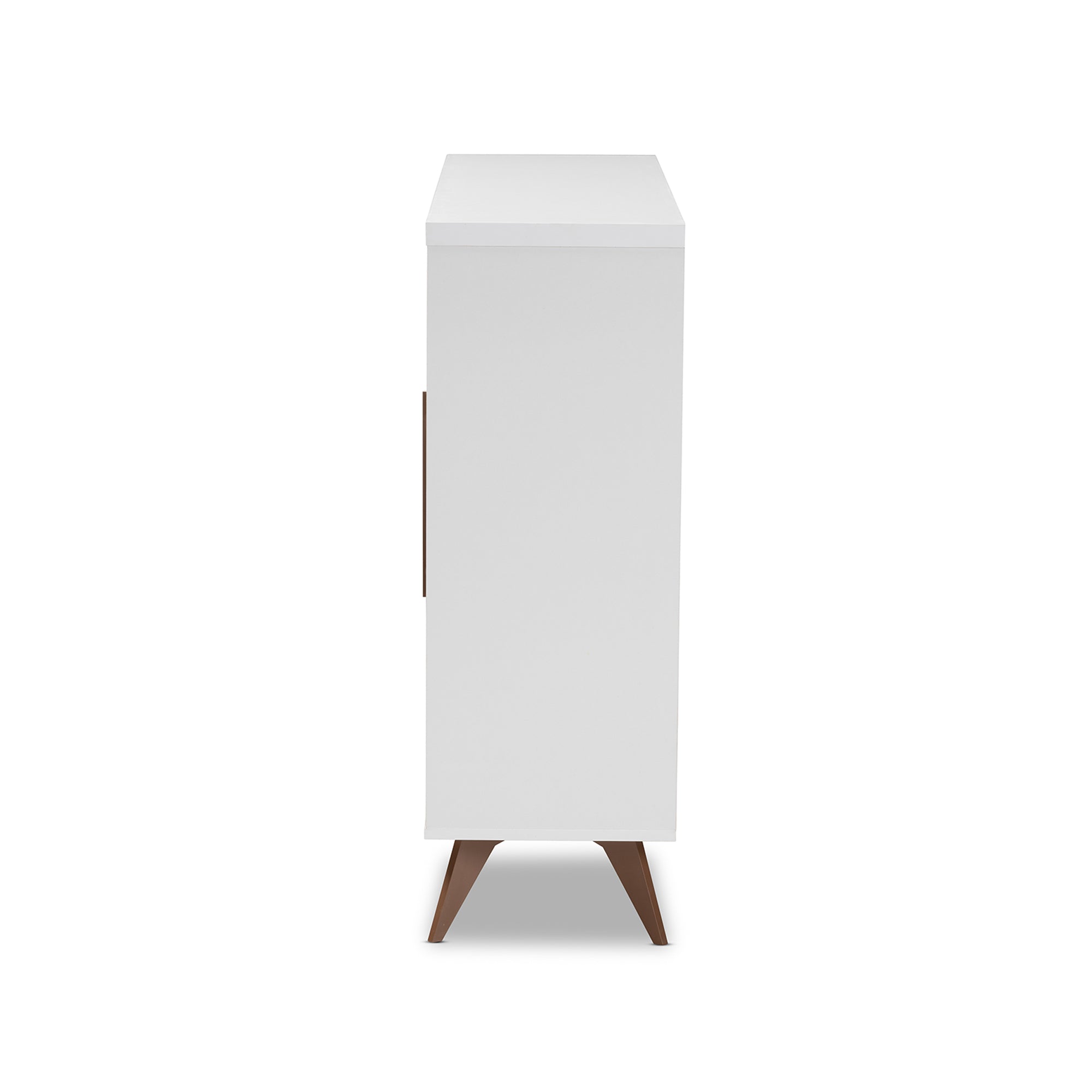 Pietro Mid-Century Modern White and Brown Finished Wine Cabinet