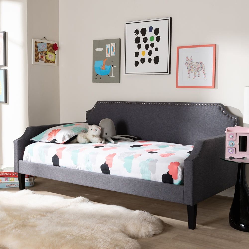 Walden Grey Fabric Upholstered Twin Size Sofa Daybed