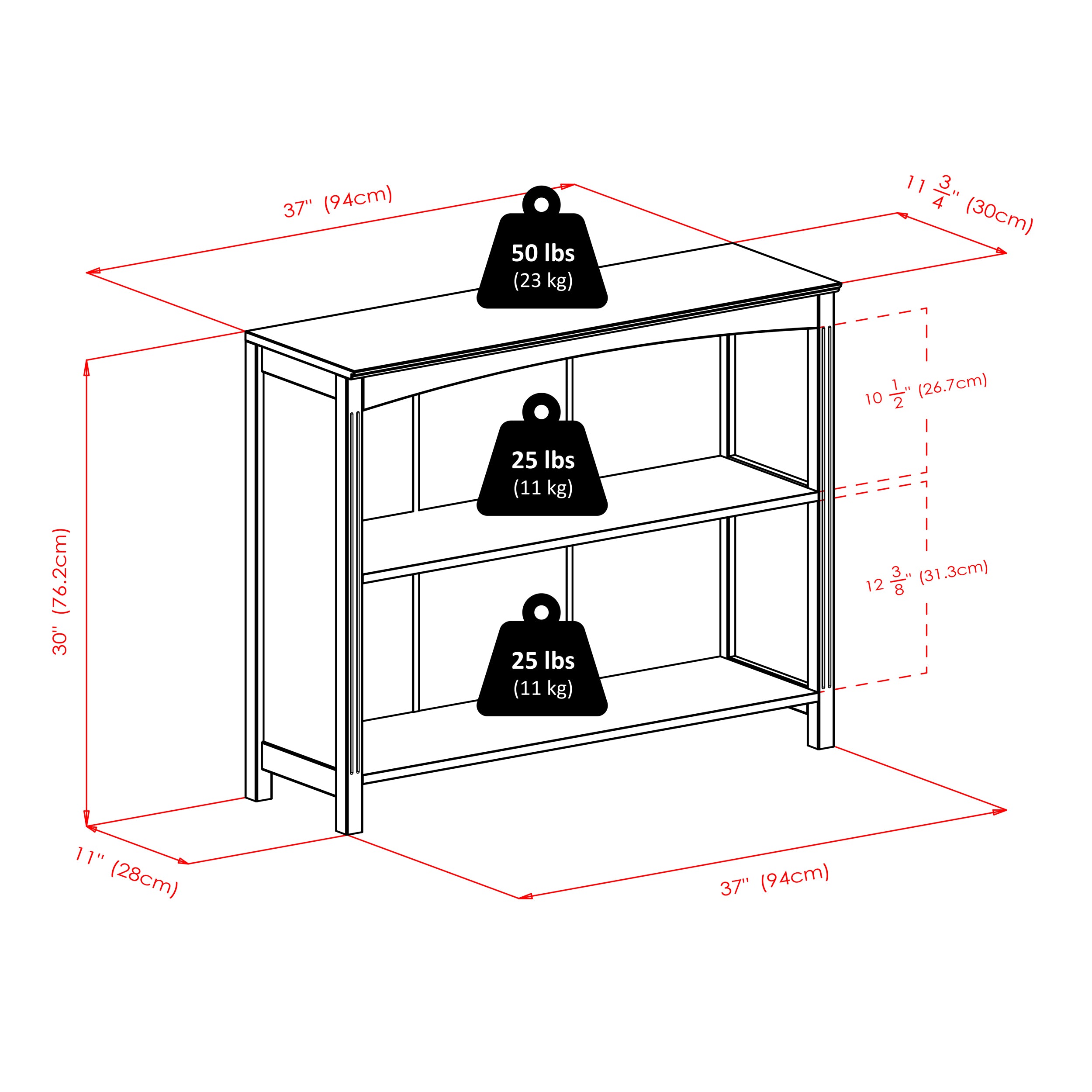 Terrace 4-Pc Storage Shelf accompanied by 3 Foldable Woven Baskets, in Walnut and Chocolate