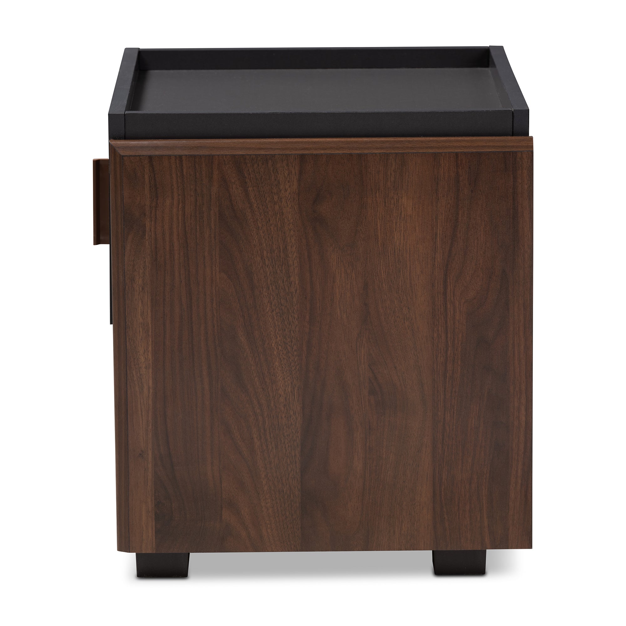 Rikke Modern and Contemporary Two-Tone Gray and Walnut Finished Wood 1-Drawer Nightstand