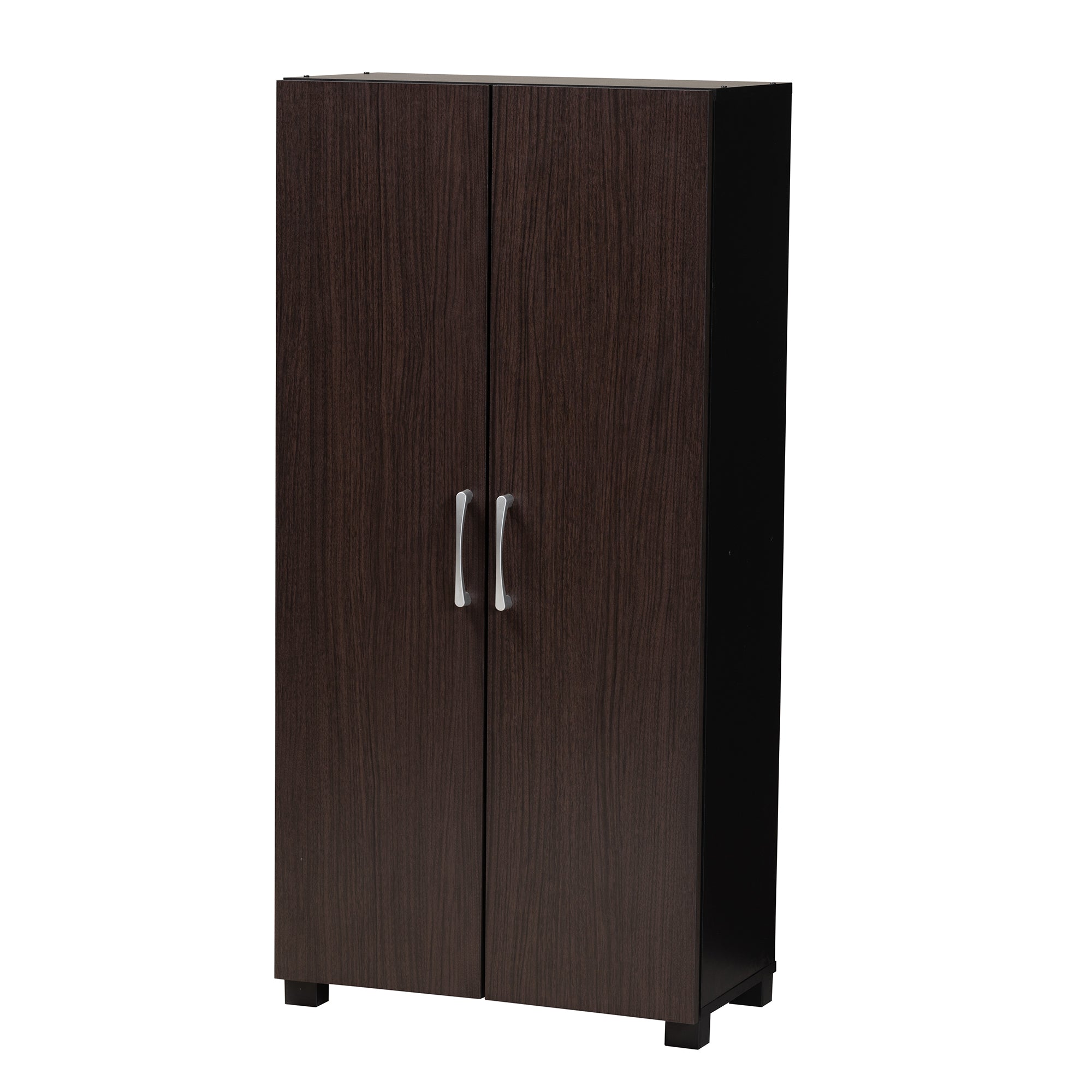 Marine Modern and Contemporary Two-Tone Wenge and Black Finished 2-Door Wood Entryway Shoe Storage Cabinet