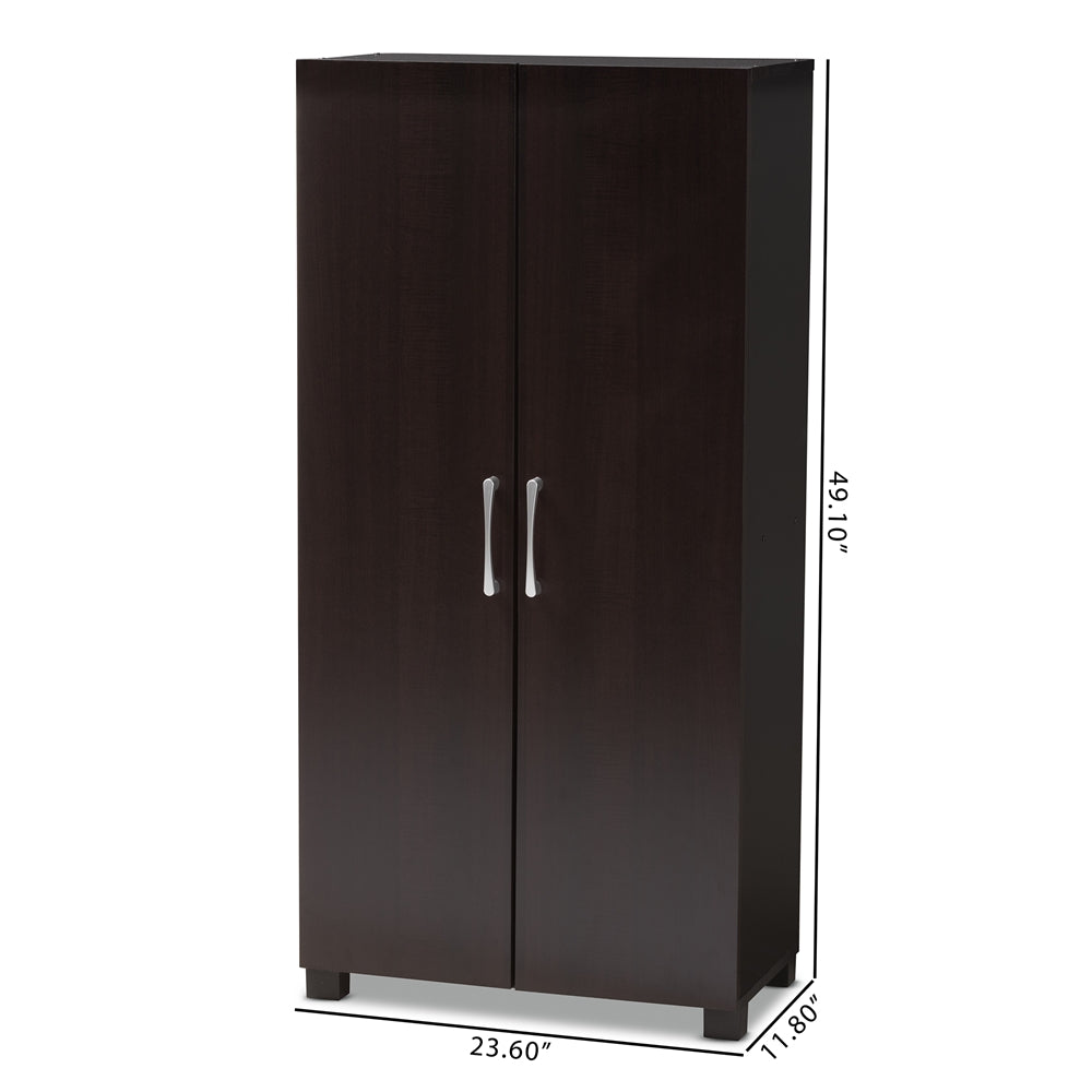 Marine Modern and Contemporary Two-Tone Wenge and Black Finished 2-Door Wood Entryway Shoe Storage Cabinet