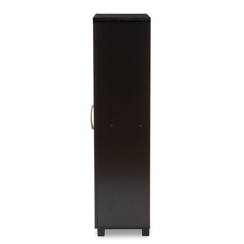 Marine Modern and Contemporary Two-Tone Wenge and Black Finished 2-Door Wood Entryway Shoe Storage Cabinet