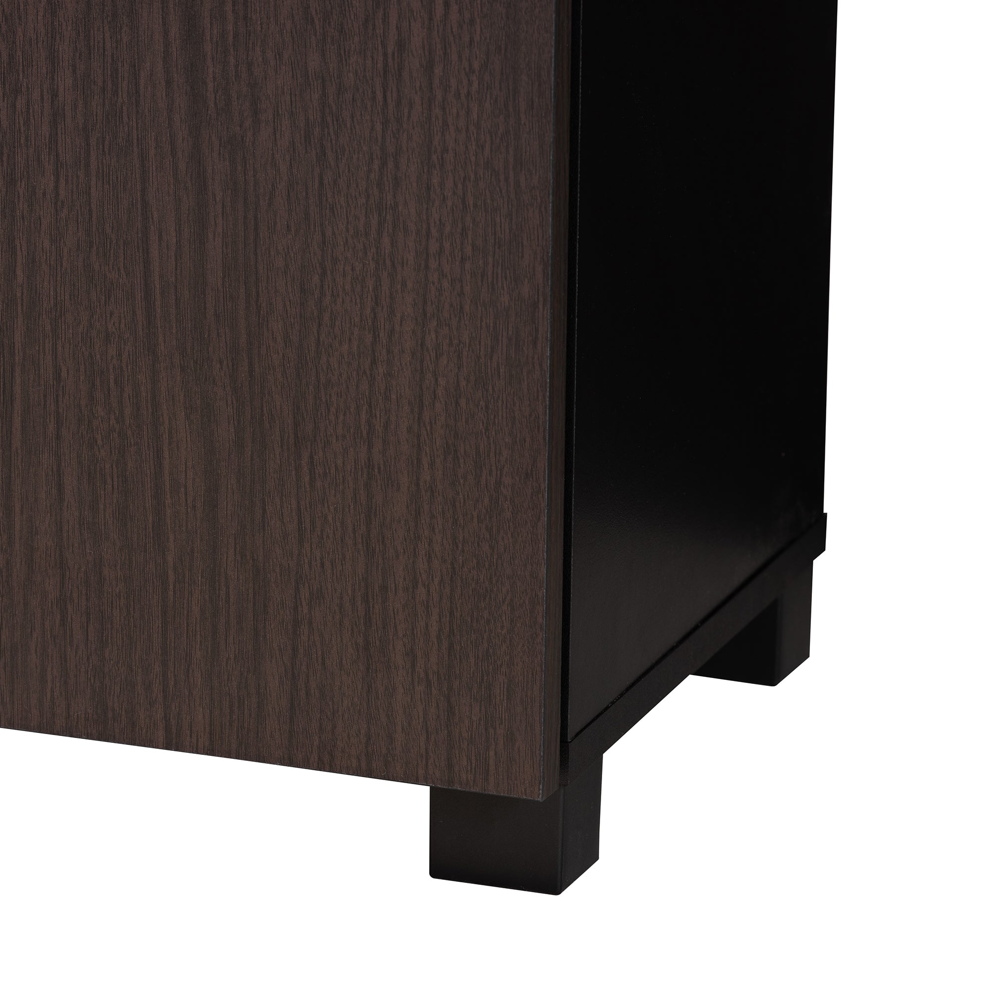 Marine Modern and Contemporary Two-Tone Wenge and Black Finished 2-Door Wood Entryway Shoe Storage Cabinet
