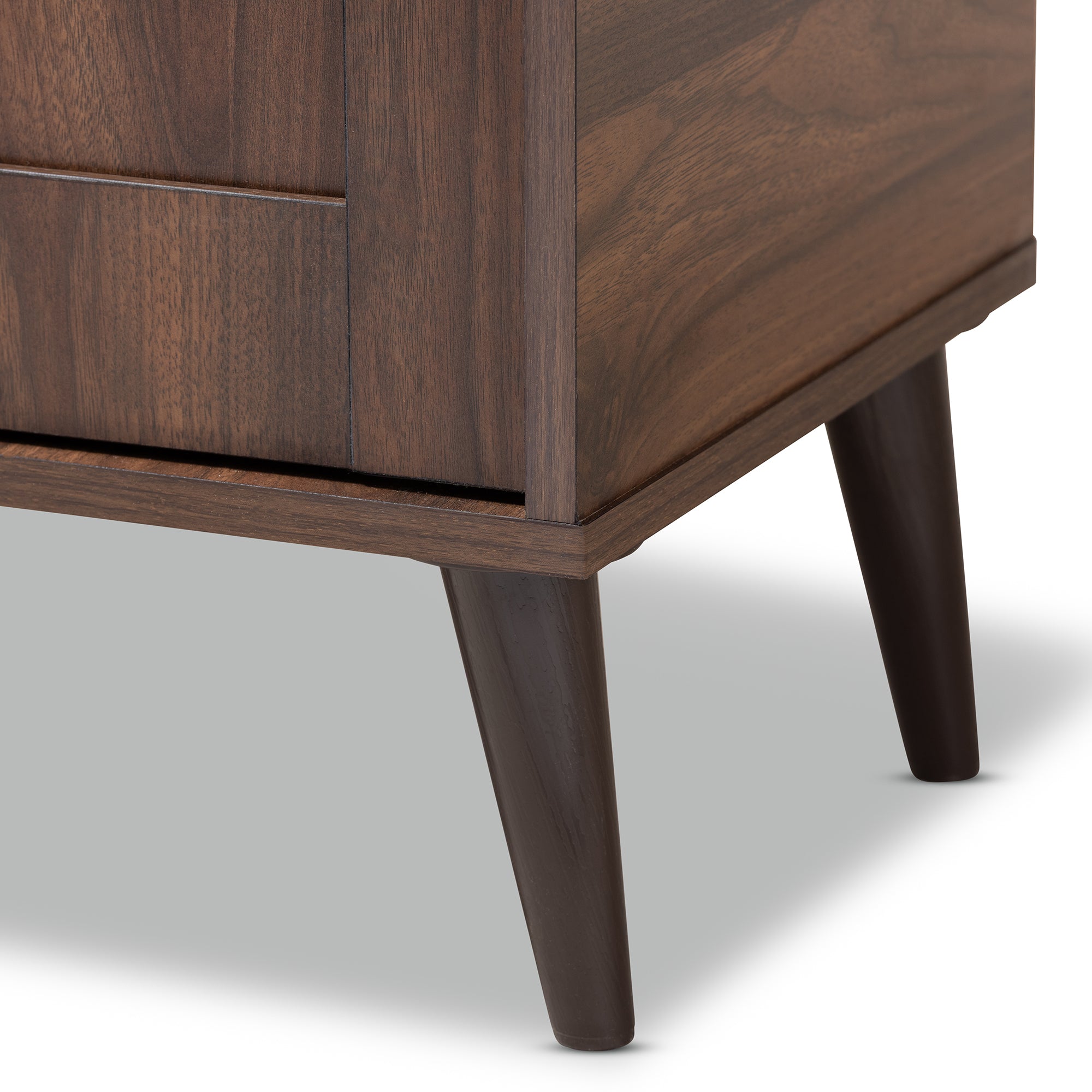 Cormier Mid-Century Modern Walnut Brown finished 2-Door Wood Entryway Shoe Storage Cabinet