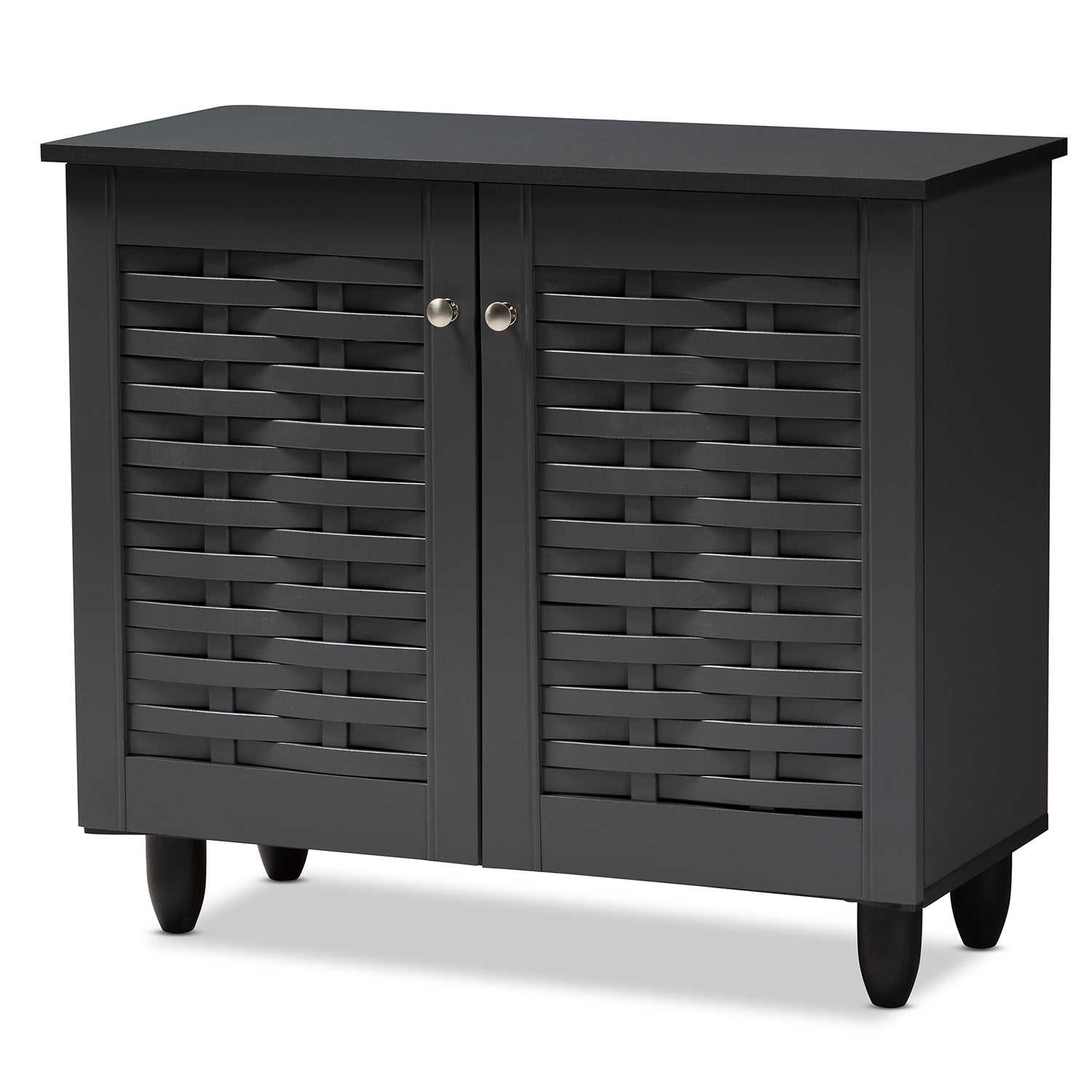 Winda Modern and Contemporary Dark Grey 2-Door Wooden Entryway Shoe Storage Cabinet