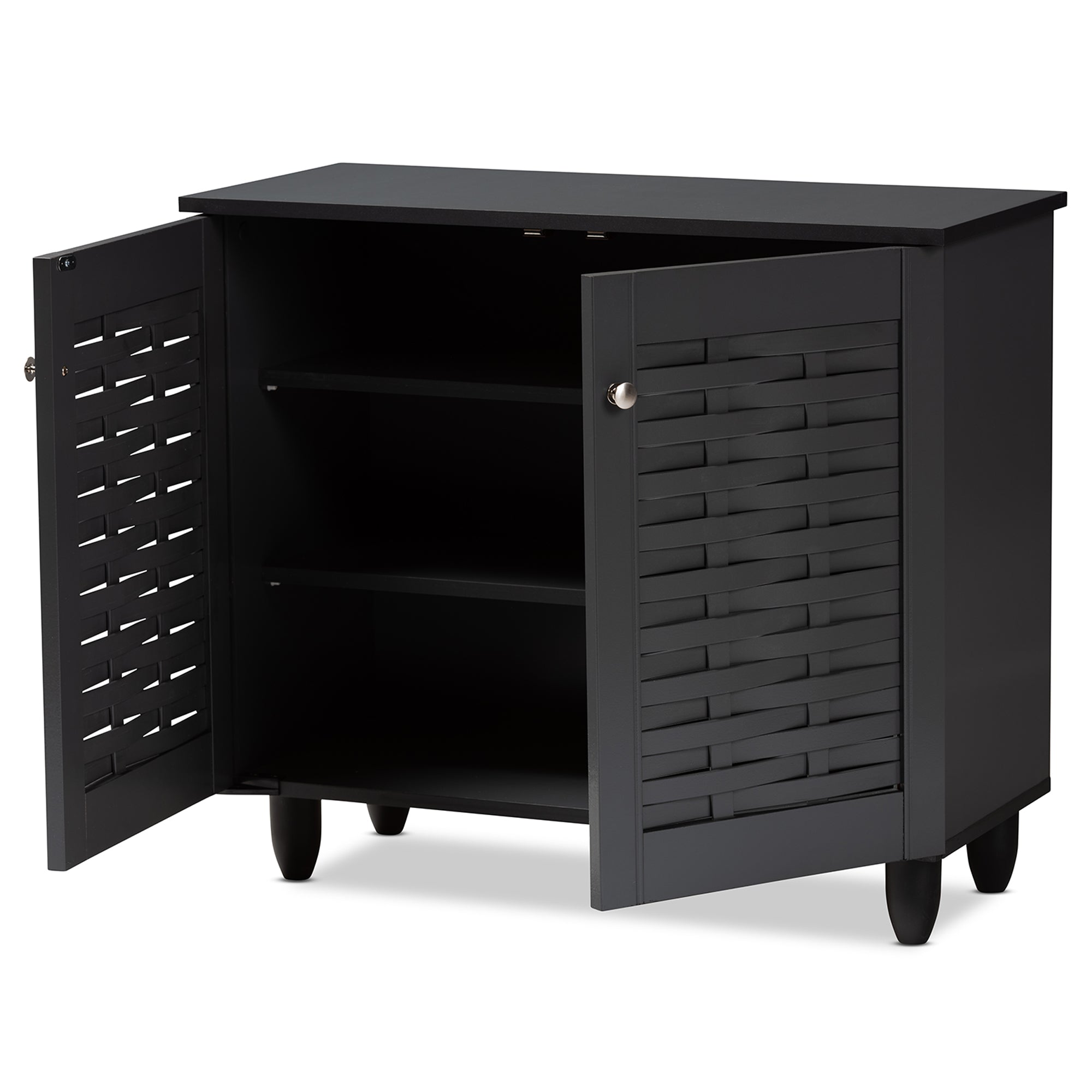 Winda Modern and Contemporary Dark Grey 2-Door Wooden Entryway Shoe Storage Cabinet