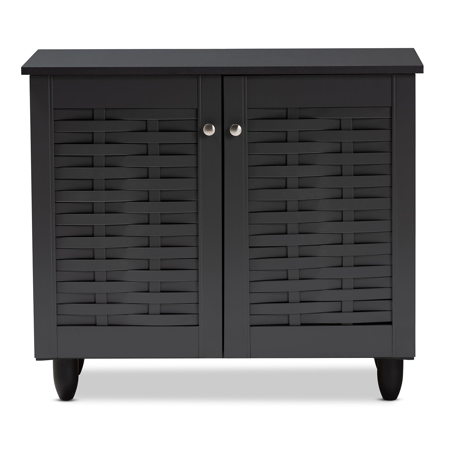 Winda Modern and Contemporary Dark Grey 2-Door Wooden Entryway Shoe Storage Cabinet