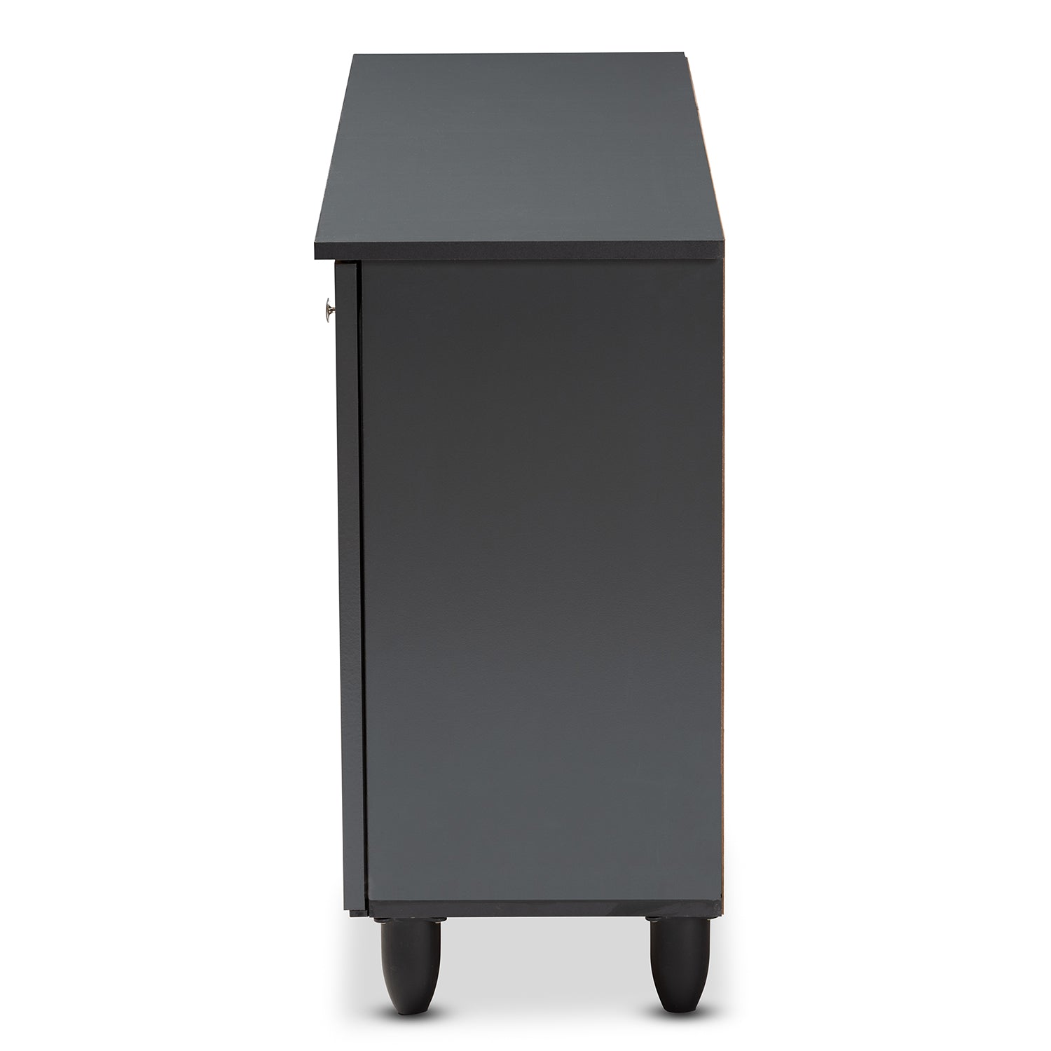 Fernanda Modern and Contemporary Dark Grey 3-Door Wooden Entryway Shoe Storage Wide Cabinet