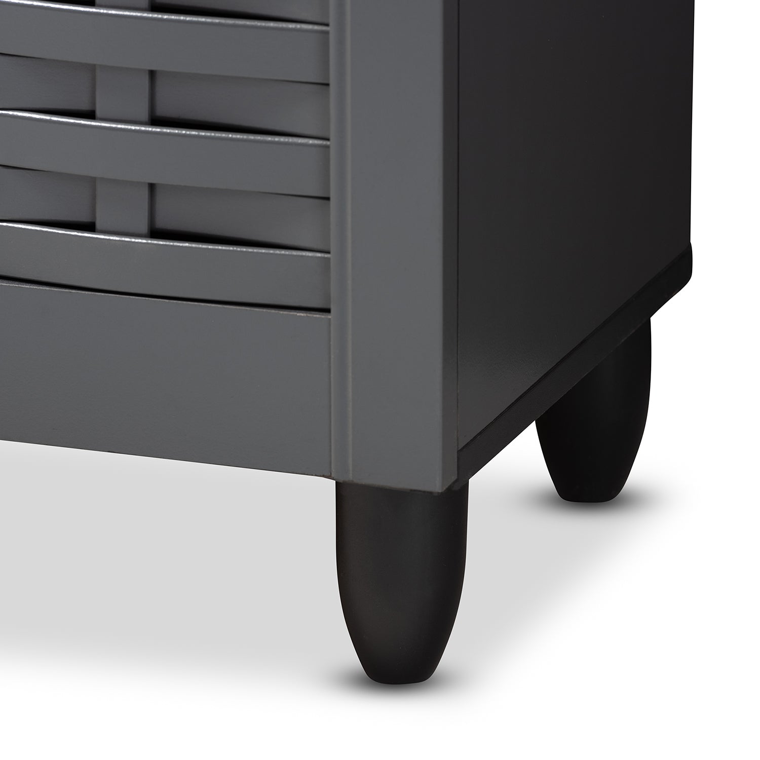 Winda Modern and Contemporary Dark Grey 3-Door Wooden Entryway Shoe Storage Cabinet