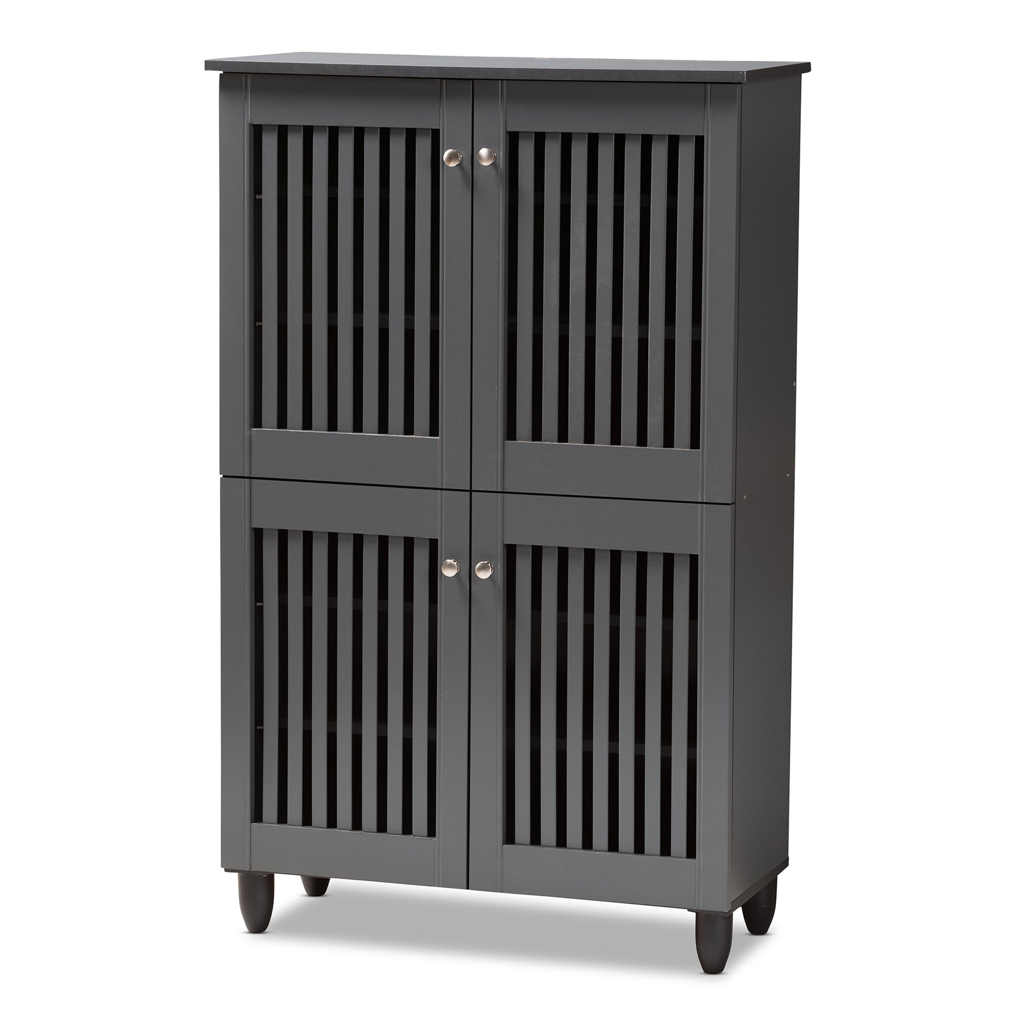 Fernanda Modern and Contemporary Dark Gray 4-Door Wooden Entryway Shoe Storage Cabinet