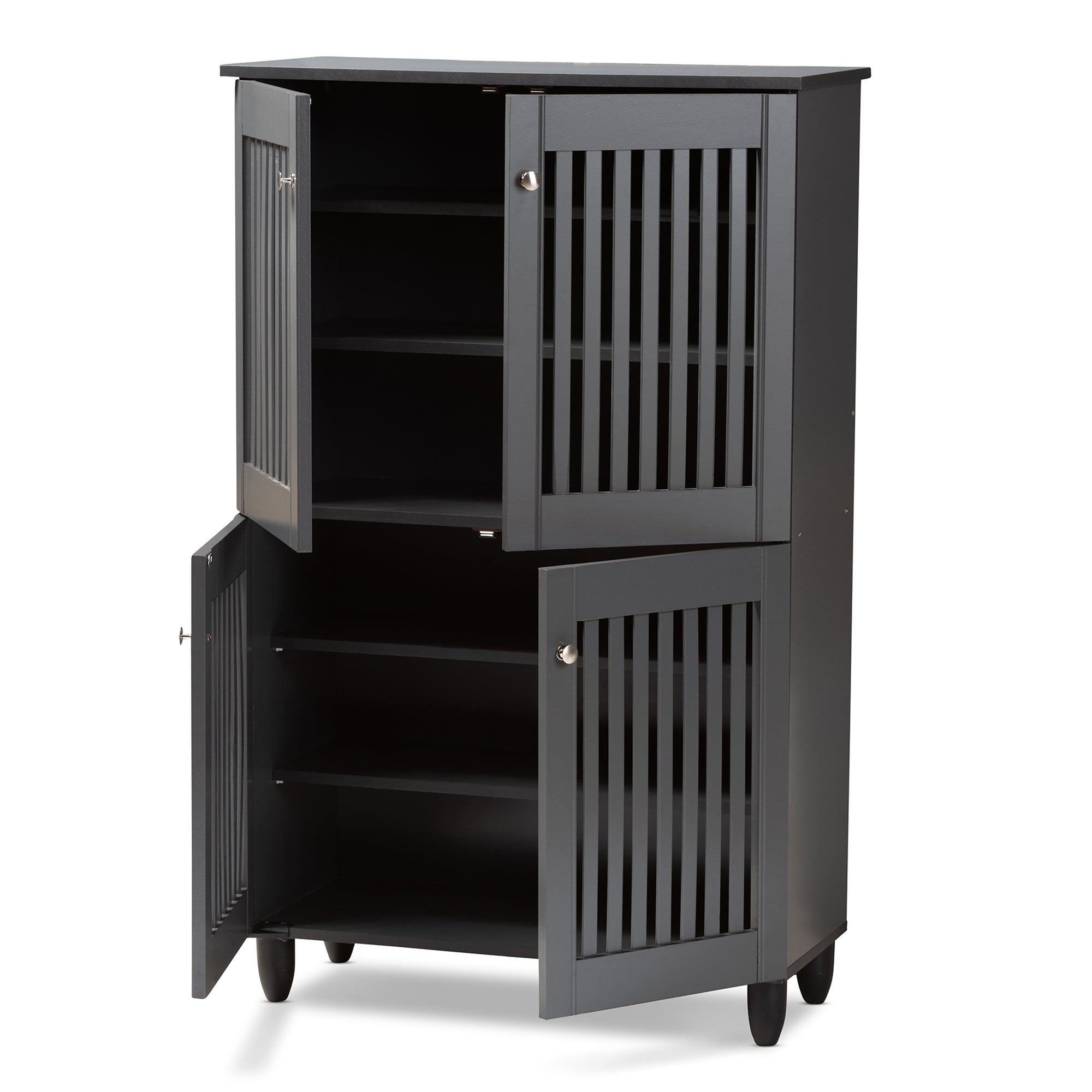 Fernanda Modern and Contemporary Dark Gray 4-Door Wooden Entryway Shoe Storage Cabinet
