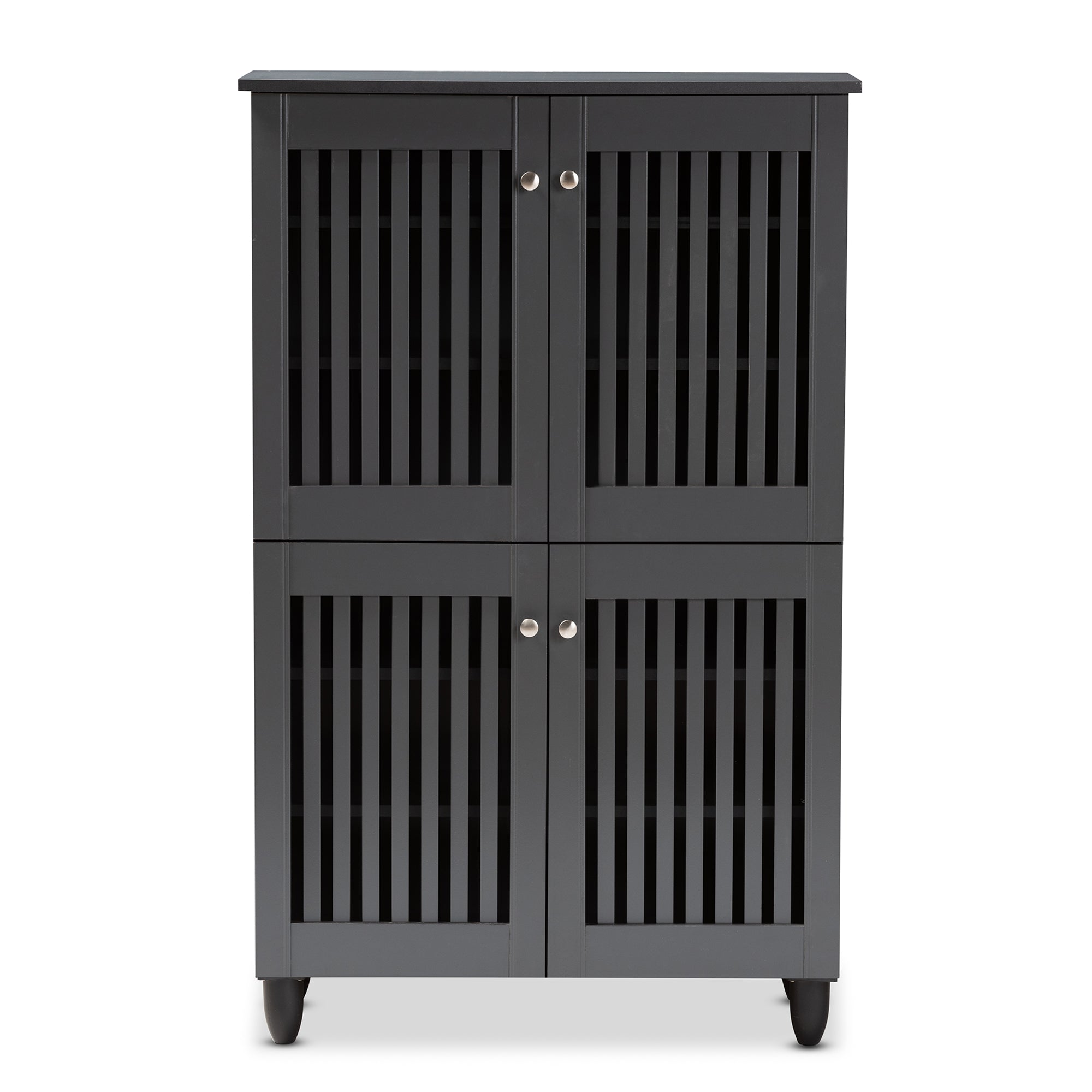Fernanda Modern and Contemporary Dark Gray 4-Door Wooden Entryway Shoe Storage Cabinet