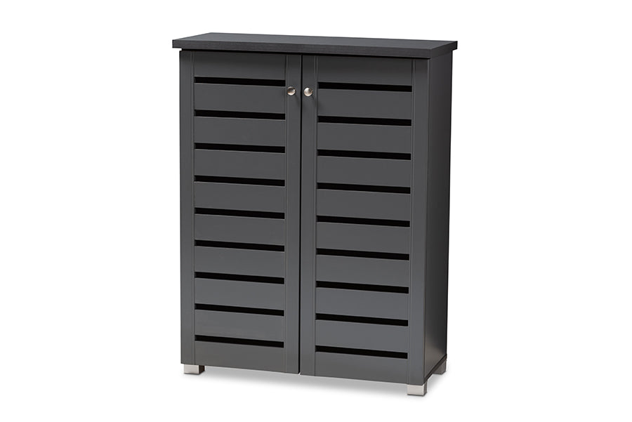 Adalwin Modern and Contemporary Dark Gray 2-Door Wooden Entryway Shoe Storage Cabinet