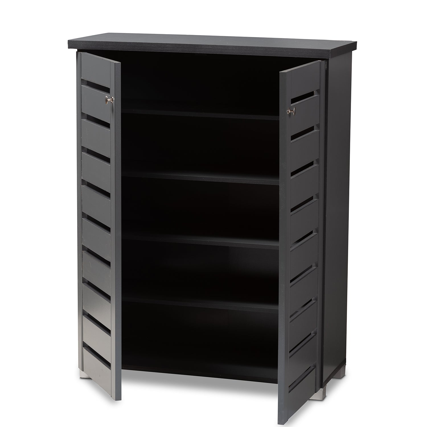 Adalwin Modern and Contemporary Dark Gray 2-Door Wooden Entryway Shoe Storage Cabinet