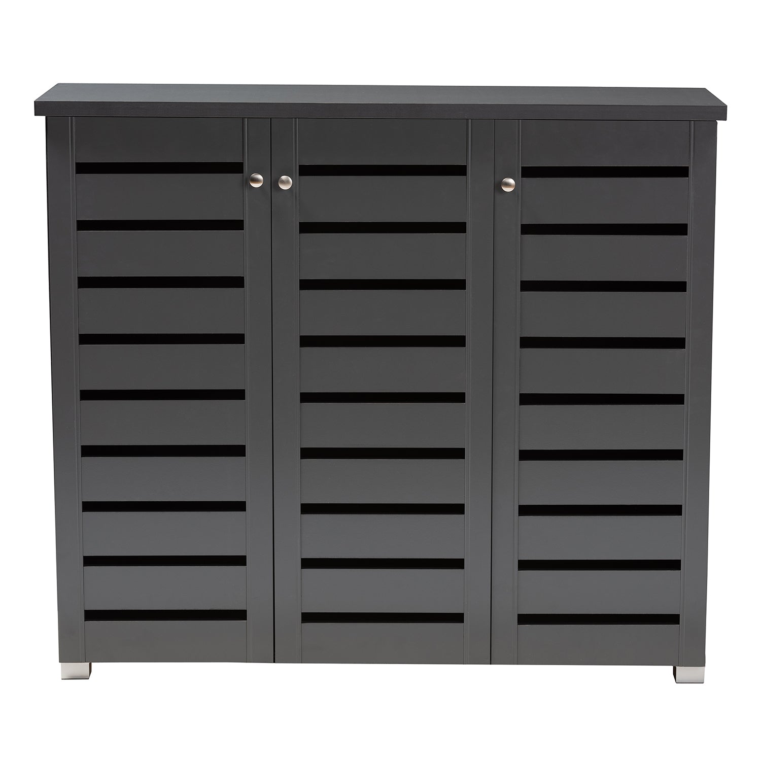 Adalwin Modern and Contemporary Dark Gray 3-Door Wooden Entryway Shoe Storage Cabinet