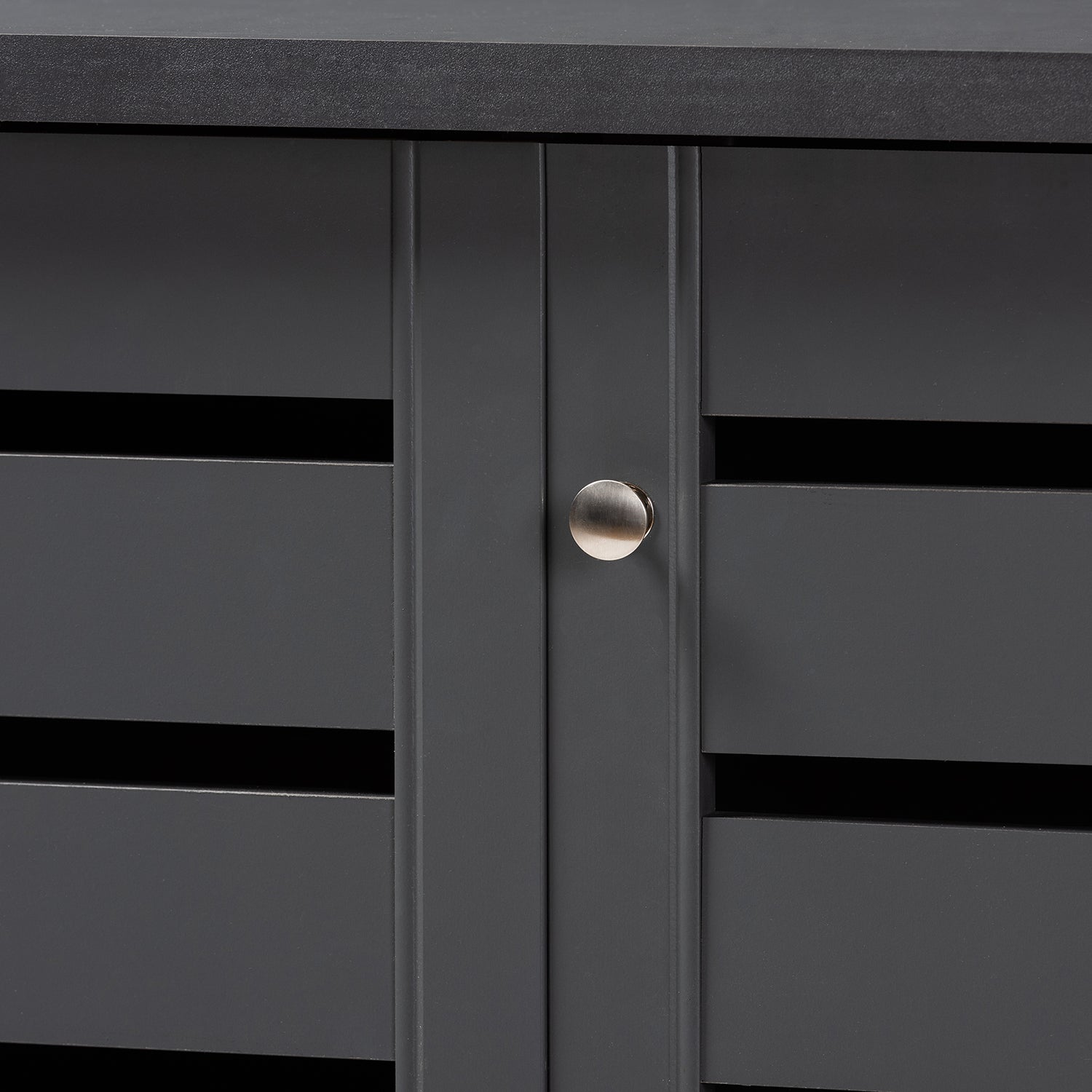 Adalwin Modern and Contemporary Dark Gray 3-Door Wooden Entryway Shoe Storage Cabinet