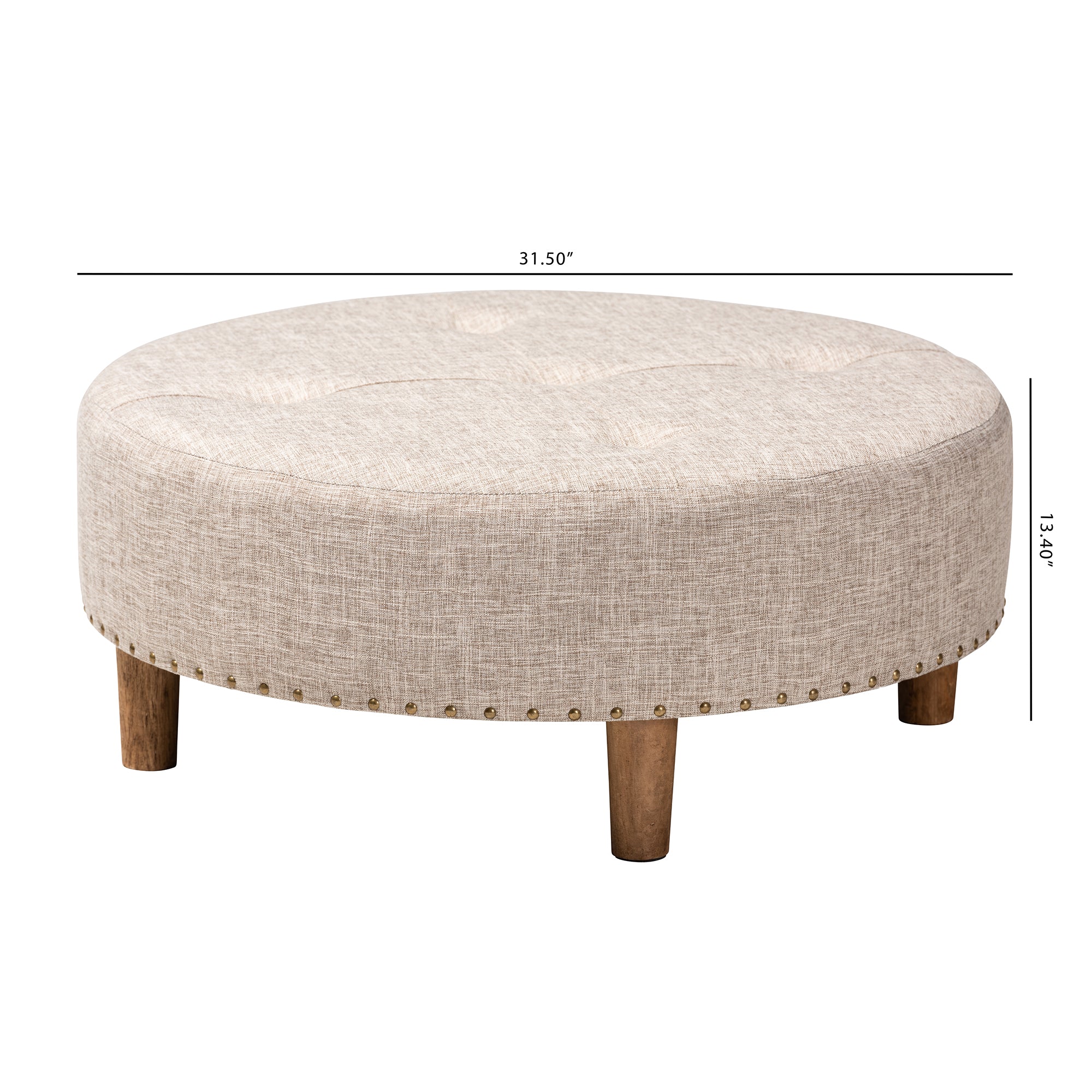 Vinet Modern and Contemporary Fabric Upholstered Natural Wood Cocktail Ottoman