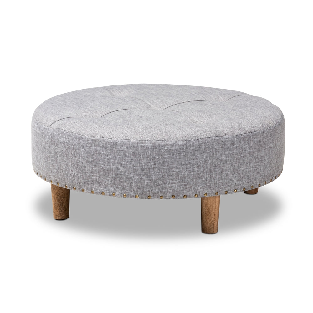 Vinet Modern and Contemporary Fabric Upholstered Natural Wood Cocktail Ottoman