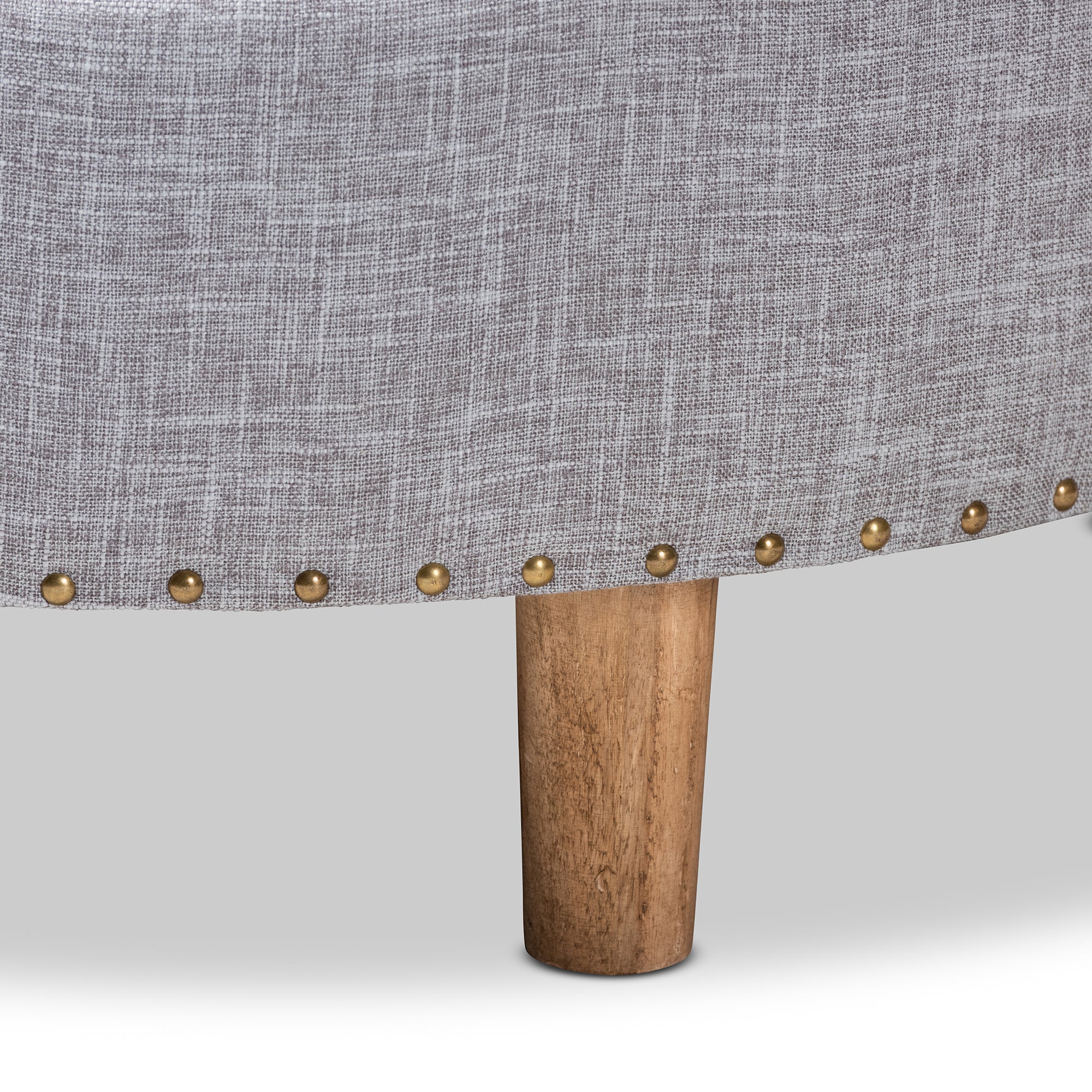 Vinet Modern and Contemporary Light Gray Fabric Upholstered Natural Wood Cocktail Ottoman