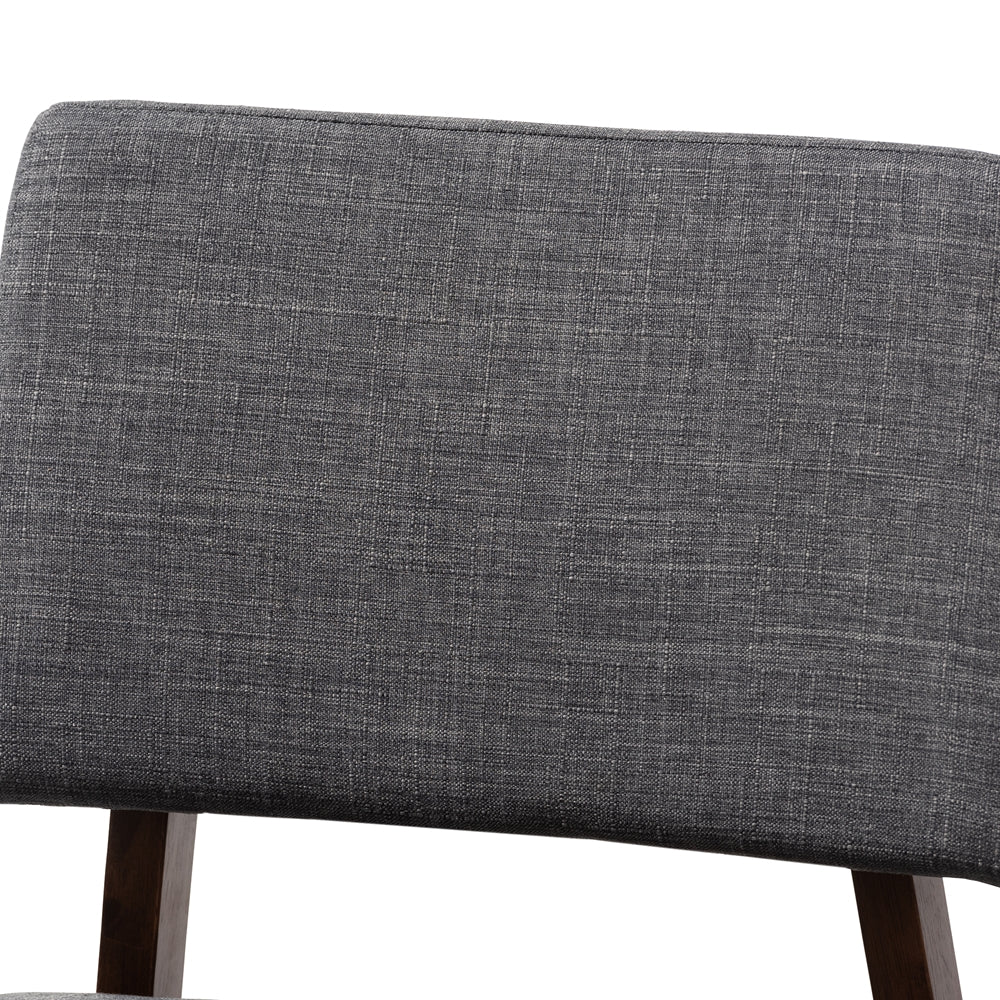 Colton Mid-Century Modern Dark Grey Fabric Upholstered and Walnut-Finished Wood Bar Stool Set of 2