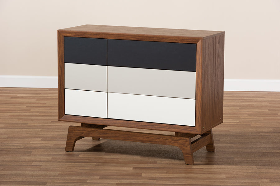 Svante Mid-Century Modern Multicolor Finished Wood 6-Drawer Chest
