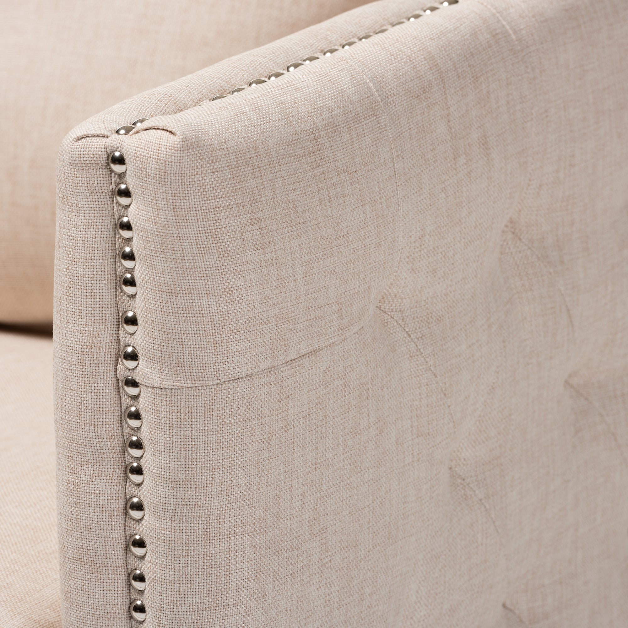 Micah Modern and Contemporary Beige Fabric Upholstered Tufted Swivel Chair