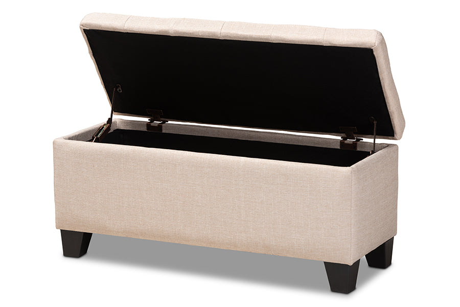Fera Modern and Contemporary Beige Fabric Upholstered Storage Ottoman