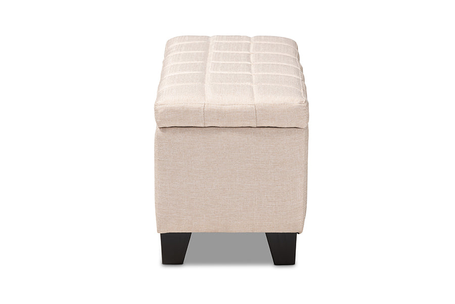 Fera Modern and Contemporary Beige Fabric Upholstered Storage Ottoman