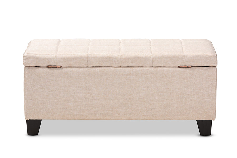 Fera Modern and Contemporary Beige Fabric Upholstered Storage Ottoman