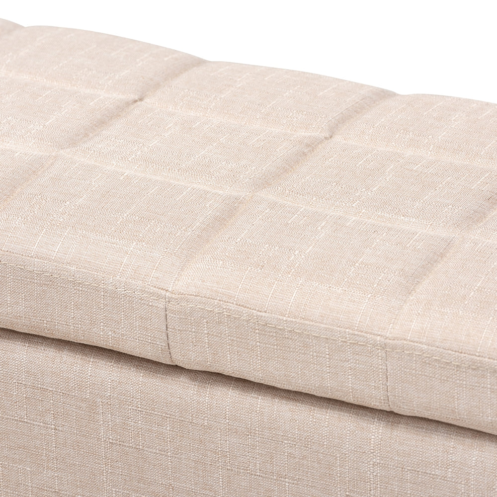 Fera Modern and Contemporary Beige Fabric Upholstered Storage Ottoman