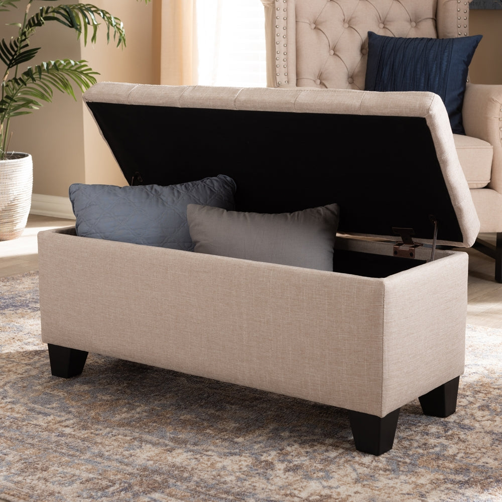 Fera Modern and Contemporary Beige Fabric Upholstered Storage Ottoman