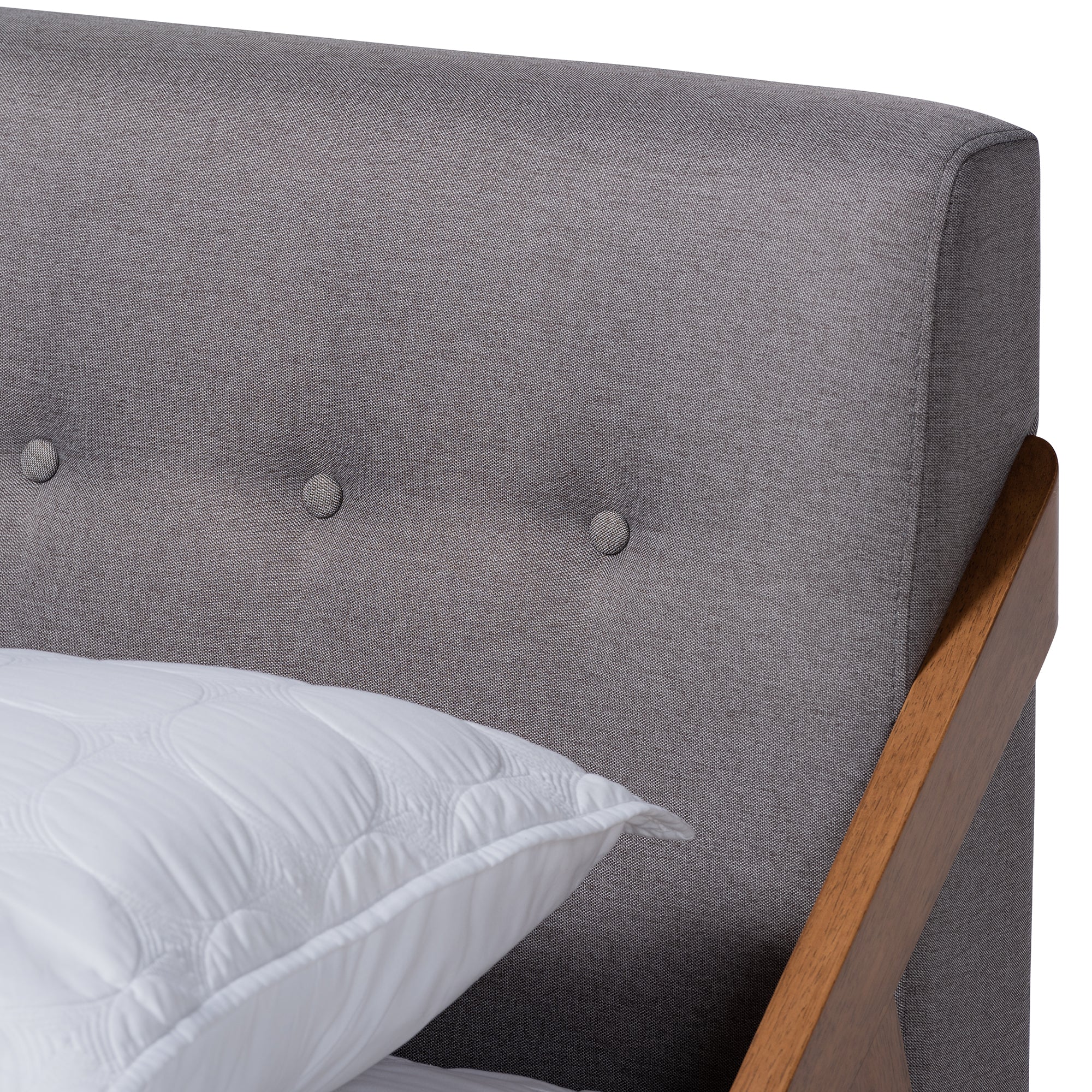 Sante Mid-Century Modern Grey Fabric Upholstered Wood Full Size Platform Bed