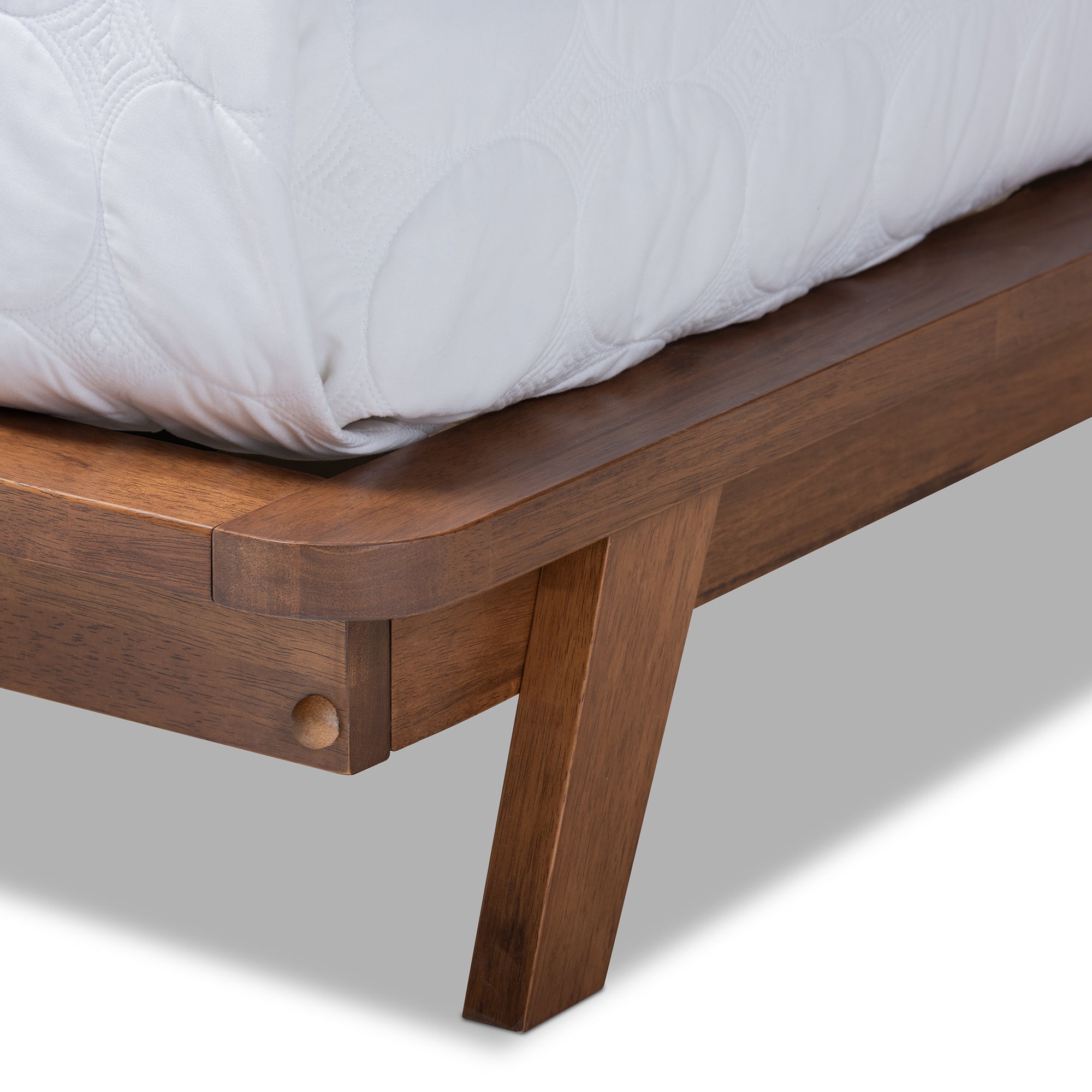 Sante Light Beige Fabric Upholstered Wood Queen Size Platform Bed
