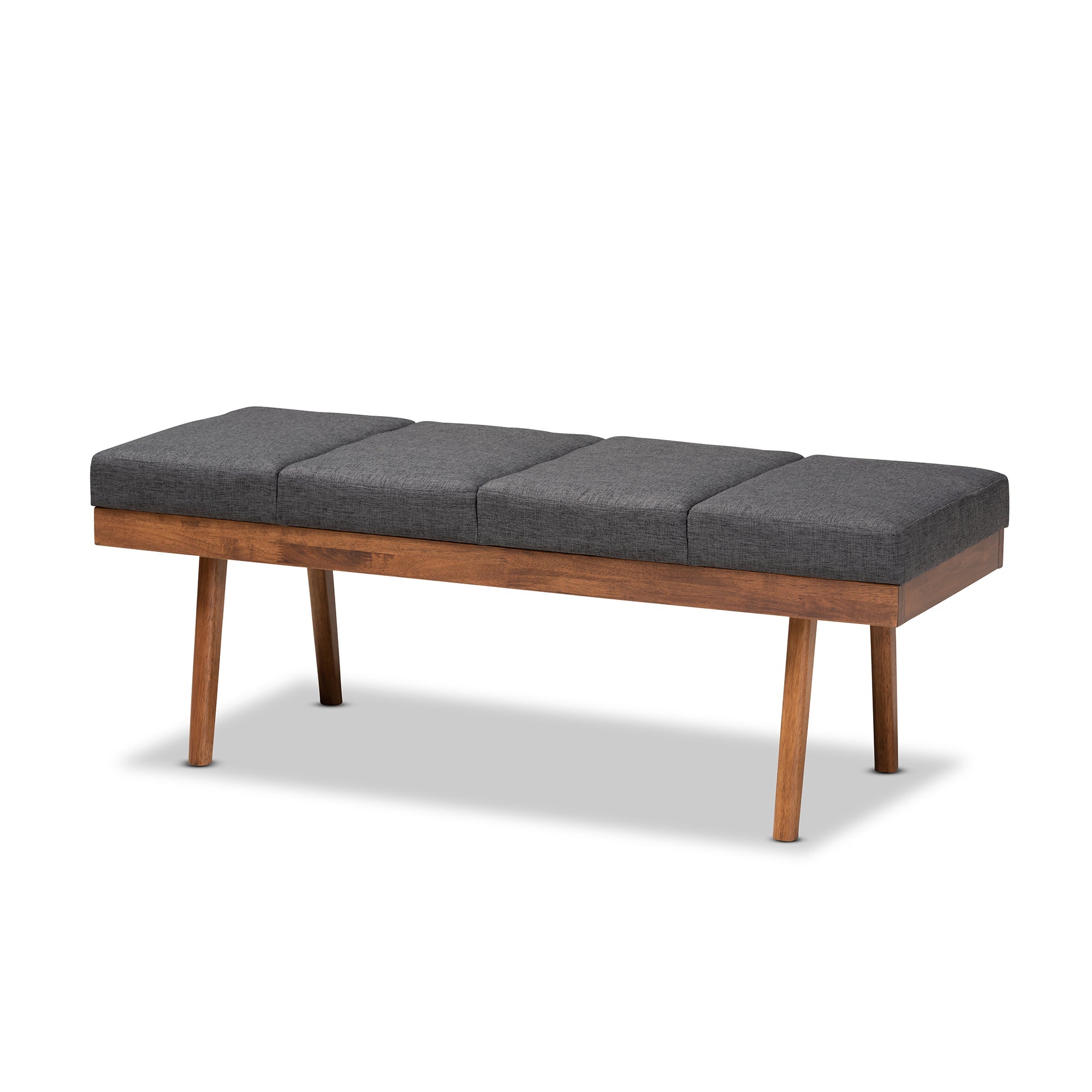 Larisa Mid-Century Modern Charcoal Fabric Upholstered Wood Bench