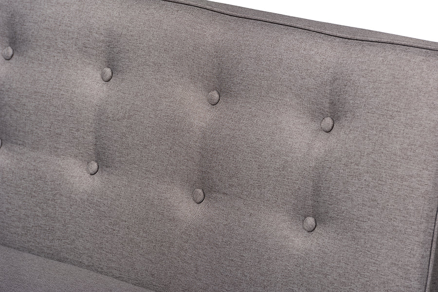 Arvid Mid-Century Modern Grey Fabric Upholstered 2-Piece Wood Dining Nook Banquette Set