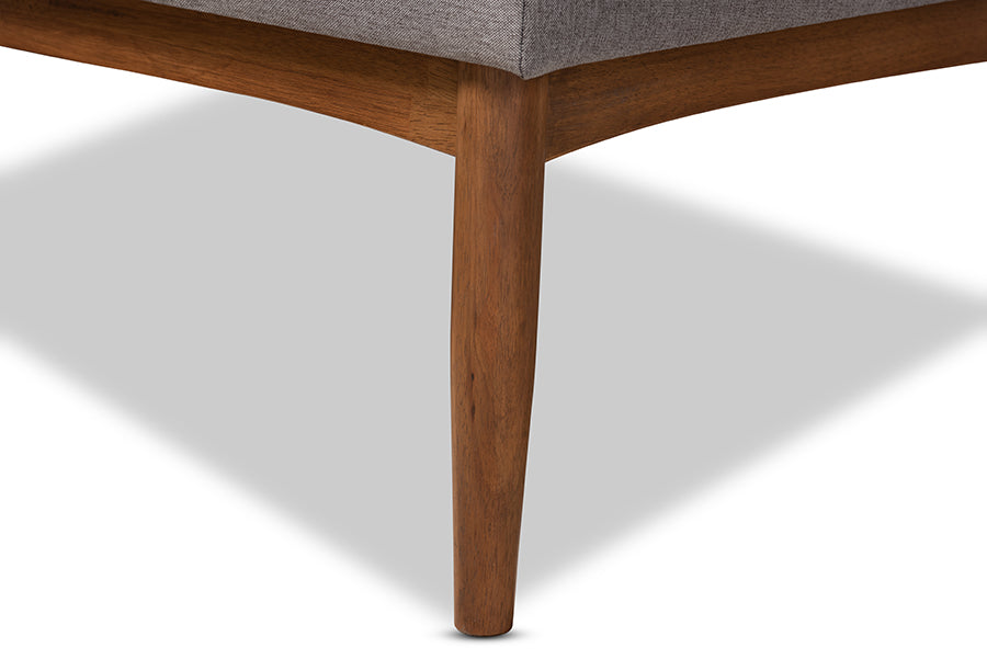 Arvid Mid-Century Modern Grey Fabric Upholstered 2-Piece Wood Dining Nook Banquette Set