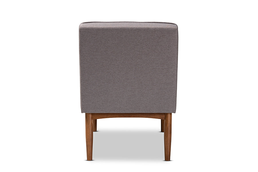 Arvid Mid-Century Modern Gray Fabric Upholstered Wood Dining Chair