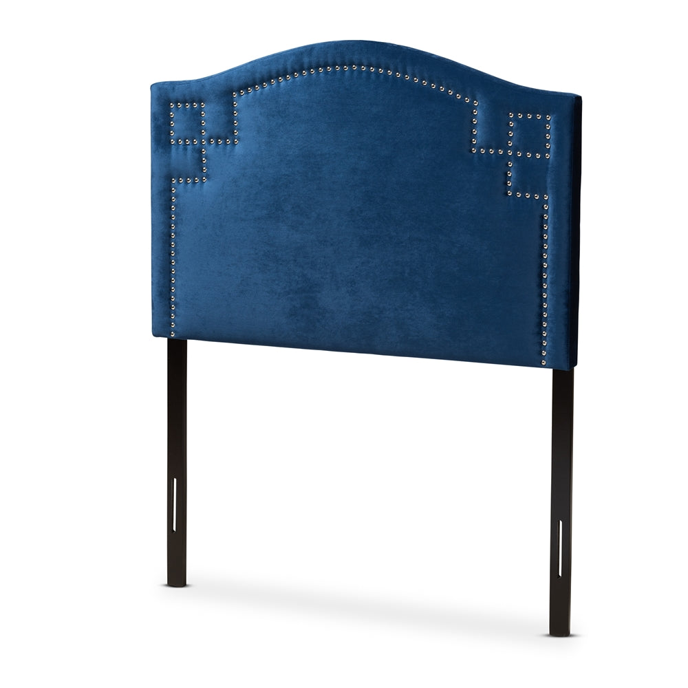 Aubrey Modern and Contemporary Royal Blue Velvet Fabric Upholstered Twin Size Headboard