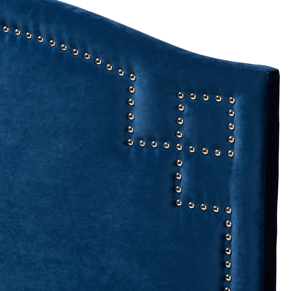 Aubrey Modern and Contemporary Royal Blue Velvet Fabric Upholstered Twin Size Headboard