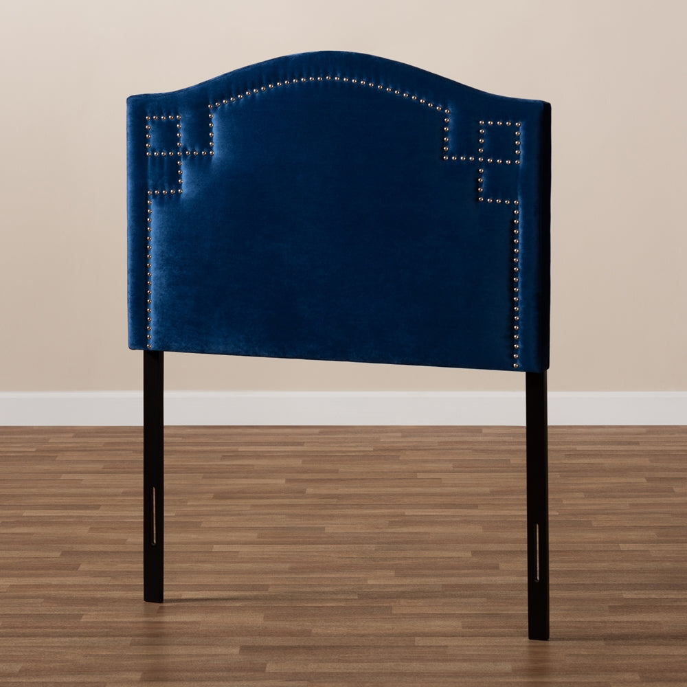 Aubrey Modern and Contemporary Royal Blue Velvet Fabric Upholstered Twin Size Headboard