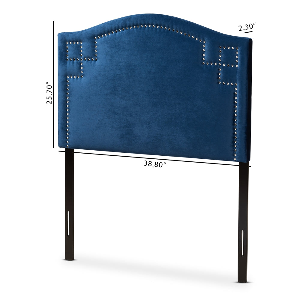 Aubrey Modern and Contemporary Royal Blue Velvet Fabric Upholstered Twin Size Headboard