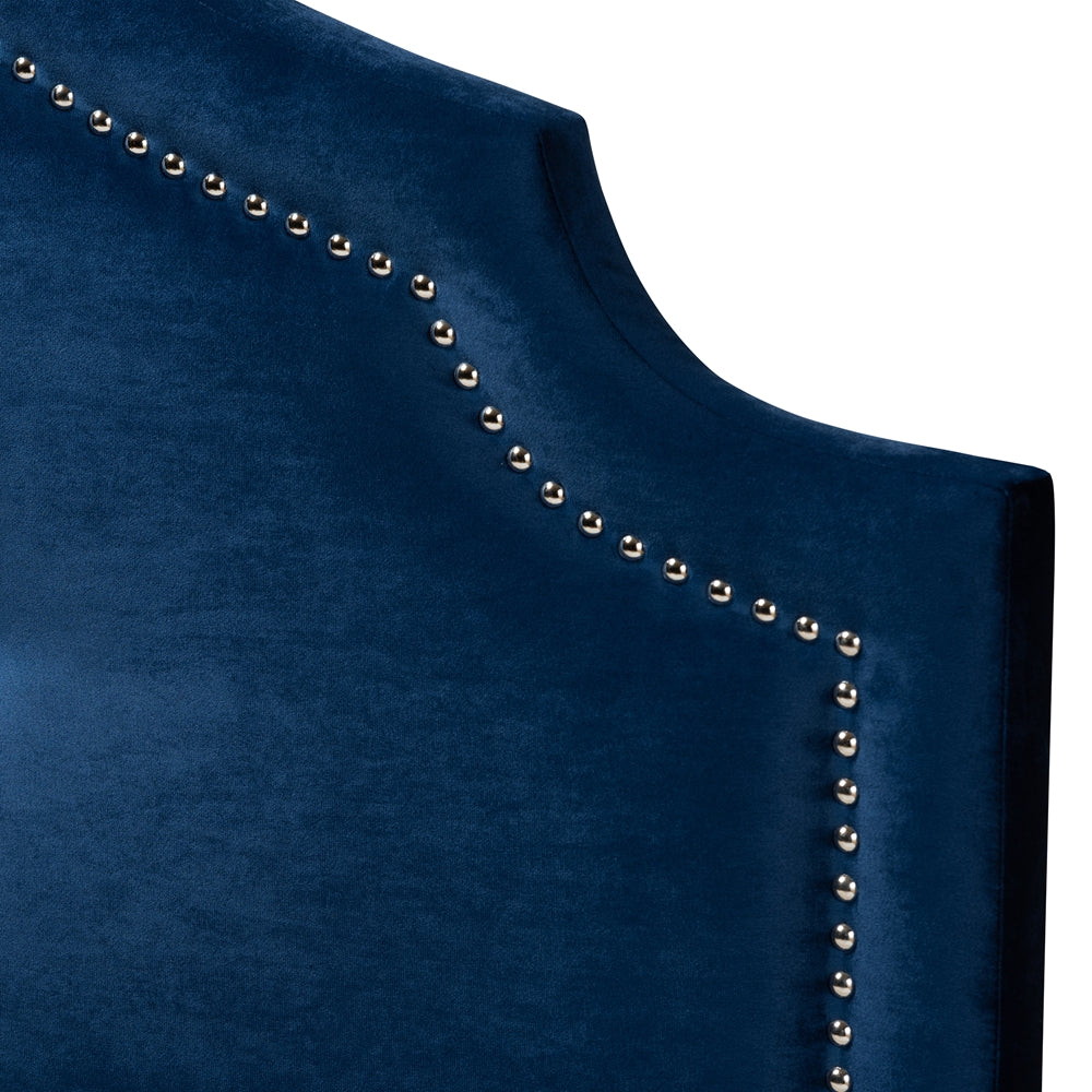 Cora Modern and Contemporary Royal Blue Velvet Fabric Upholstered Queen Size Headboard