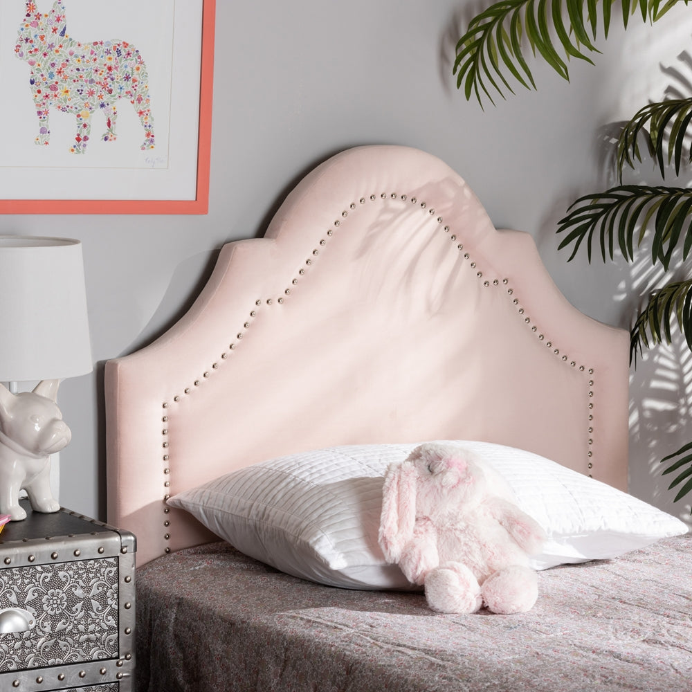 Rita Modern and Contemporary Light Pink Velvet Fabric Upholstered Twin Size Headboard