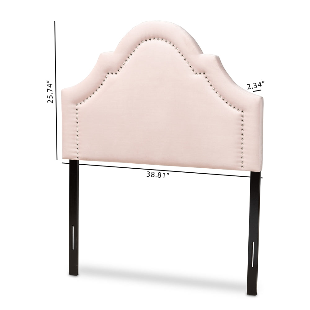 Rita Modern and Contemporary Light Pink Velvet Fabric Upholstered Twin Size Headboard