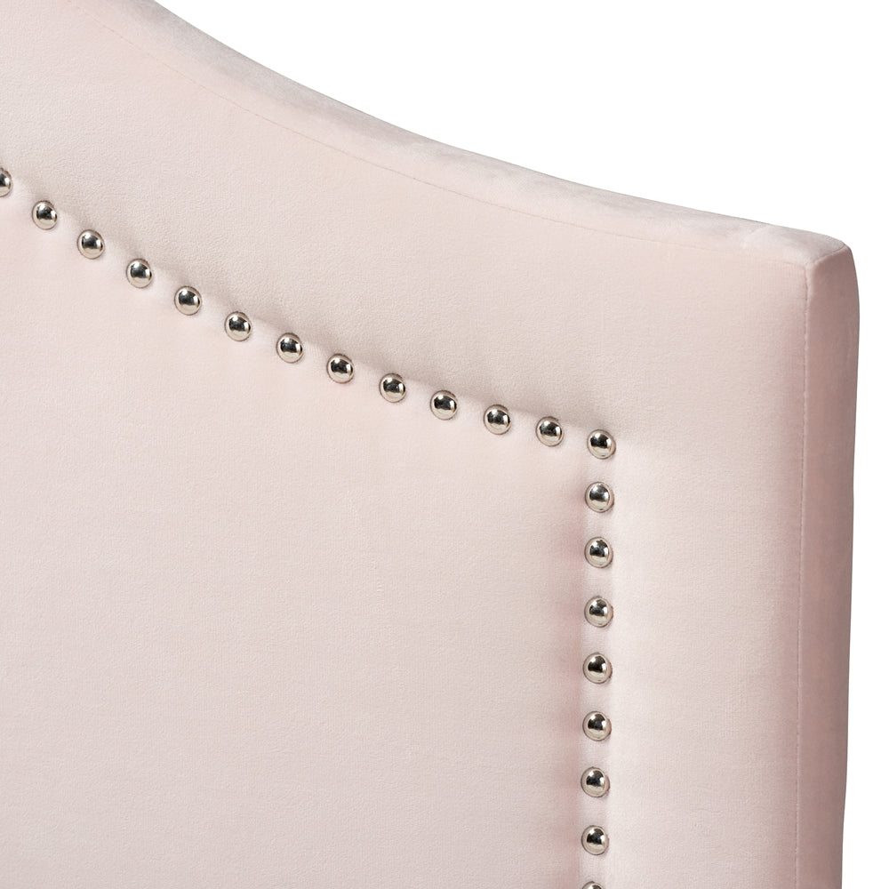 Rita Modern and Contemporary Light Pink Velvet Fabric Upholstered Queen Size Headboard