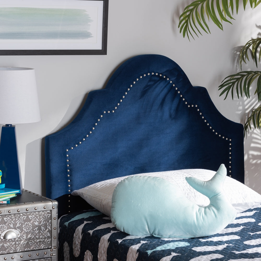 Rita Modern and Contemporary Navy Blue Velvet Fabric Upholstered Twin Size Headboard