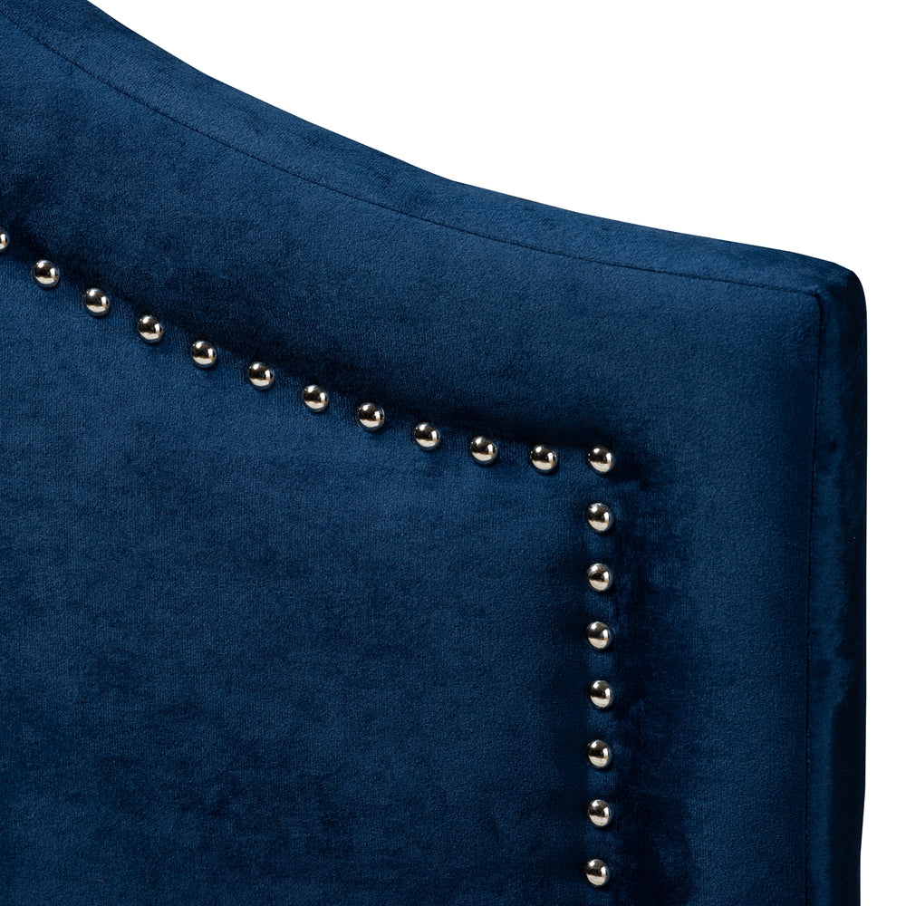 Rita Modern and Contemporary Navy Blue Velvet Fabric Upholstered Full Size Headboard